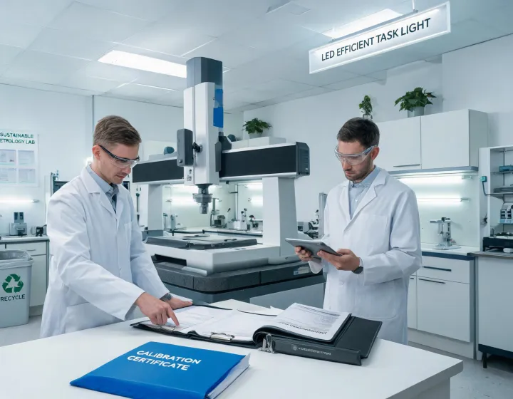 Metrology lab with repaired instrument and documentation